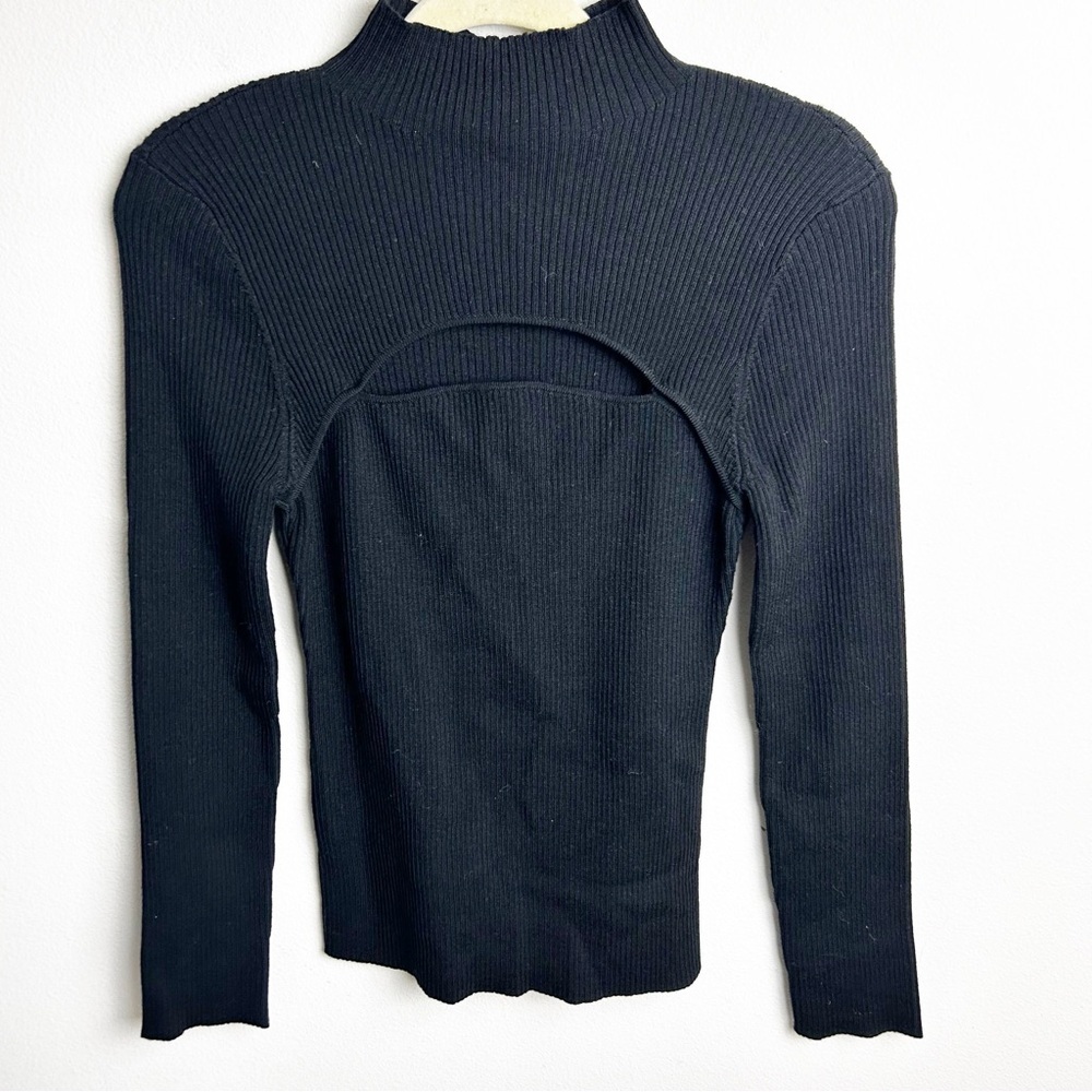 NWT Joe's Jeans Wool blend Riya sweater long-sleeve mock neck jet black size: M - Picture 2 of 12